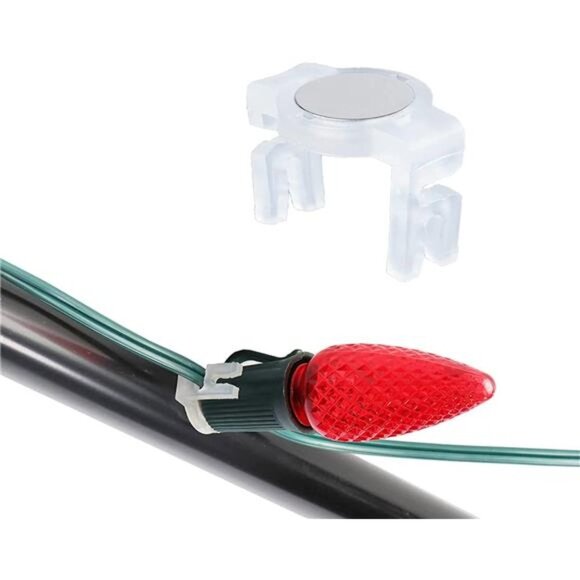 Magnetic Christmas Light Clips for E17-C9 Holiday Lighting Sockets (Nickel-25MC) - Picture 2 of 6